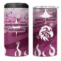 Personalized Manly Warringah Sea Eagles 4 in 1 Can Cooler Tumbler Y2K Grunge Aesthetic With Cyber Flames and Starburst Graphics