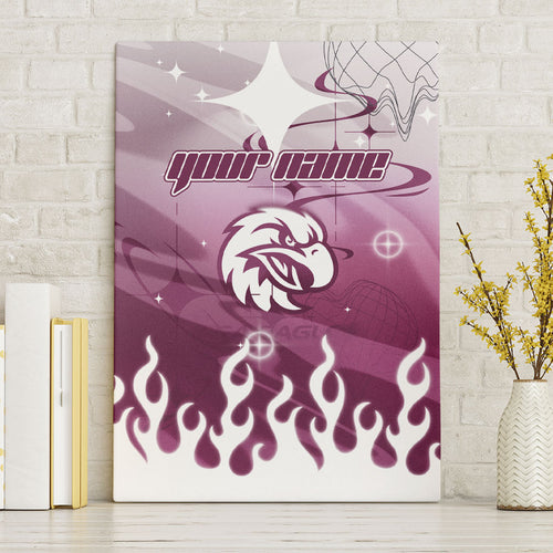 Personalized Manly Warringah Sea Eagles Canvas Wall Art Y2K Grunge Aesthetic With Cyber Flames and Starburst Graphics