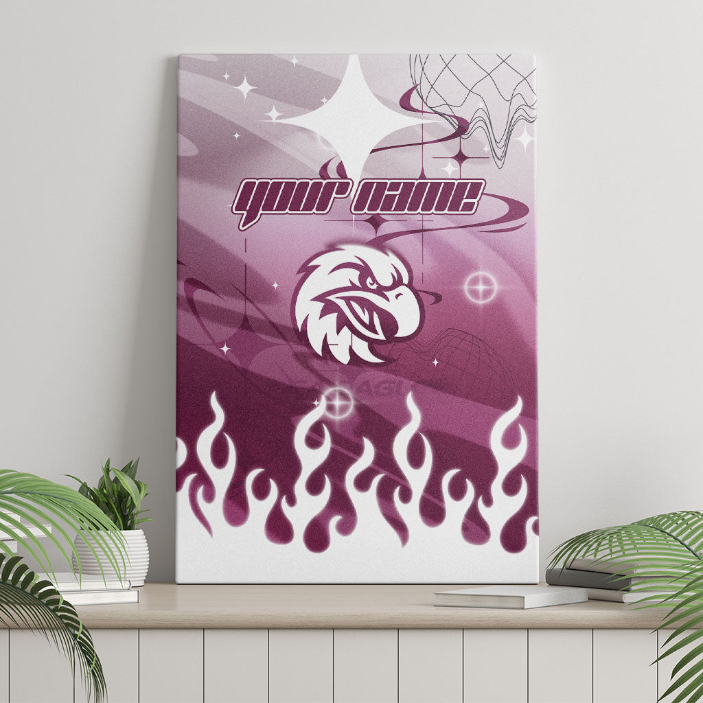 Personalized Manly Warringah Sea Eagles Canvas Wall Art Y2K Grunge Aesthetic With Cyber Flames and Starburst Graphics