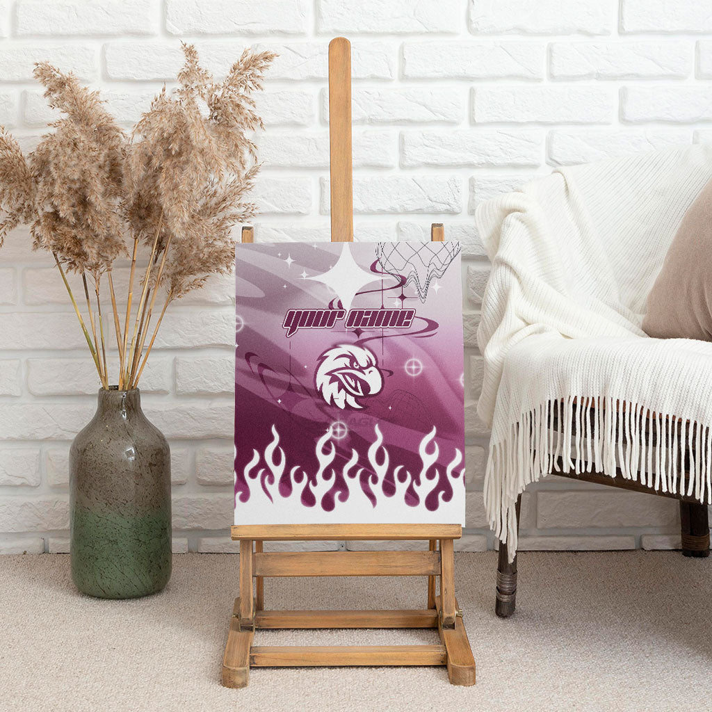 Personalized Manly Warringah Sea Eagles Canvas Wall Art Y2K Grunge Aesthetic With Cyber Flames and Starburst Graphics