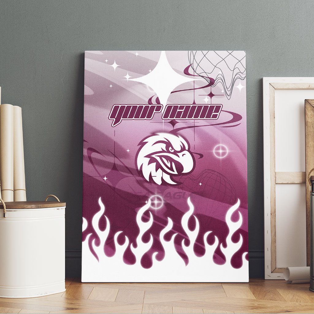 Personalized Manly Warringah Sea Eagles Canvas Wall Art Y2K Grunge Aesthetic With Cyber Flames and Starburst Graphics