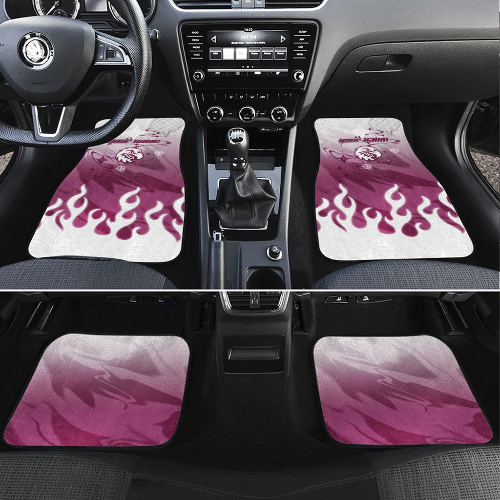 Personalized Manly Warringah Sea Eagles Car Mats Y2K Grunge Aesthetic With Cyber Flames and Starburst Graphics