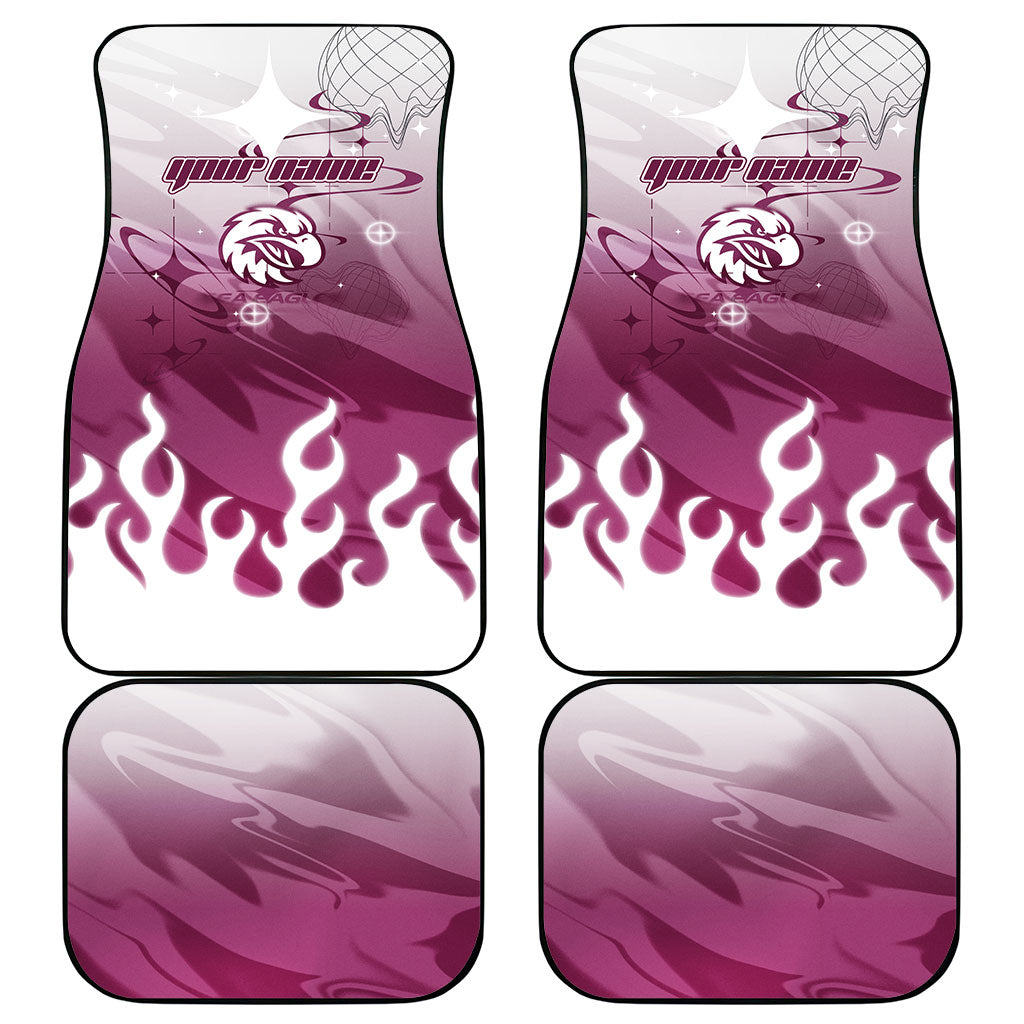 Personalized Manly Warringah Sea Eagles Car Mats Y2K Grunge Aesthetic With Cyber Flames and Starburst Graphics