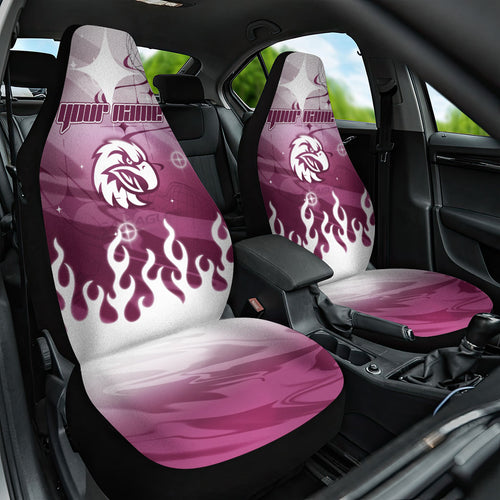 Personalized Manly Warringah Sea Eagles Car Seat Cover Y2K Grunge Aesthetic With Cyber Flames and Starburst Graphics