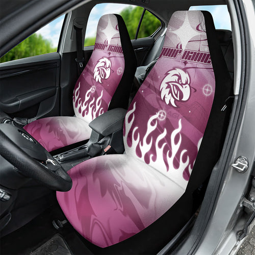 Personalized Manly Warringah Sea Eagles Car Seat Cover Y2K Grunge Aesthetic With Cyber Flames and Starburst Graphics
