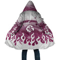 Personalized Manly Warringah Sea Eagles Cloak Y2K Grunge Aesthetic With Cyber Flames and Starburst Graphics