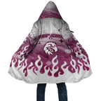 Personalized Manly Warringah Sea Eagles Cloak Y2K Grunge Aesthetic With Cyber Flames and Starburst Graphics