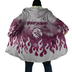 Personalized Manly Warringah Sea Eagles Cloak Y2K Grunge Aesthetic With Cyber Flames and Starburst Graphics