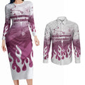 Personalized Manly Warringah Sea Eagles Couples Matching Long Sleeve Bodycon Dress and Long Sleeve Button Shirt Y2K Grunge Aesthetic With Cyber Flames and Starburst Graphics