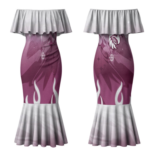 Personalized Manly Warringah Sea Eagles Couples Matching Mermaid Dress and Hawaiian Shirt Y2K Grunge Aesthetic With Cyber Flames and Starburst Graphics