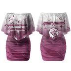 Personalized Manly Warringah Sea Eagles Couples Matching Off Shoulder Short Dress and Hawaiian Shirt Y2K Grunge Aesthetic With Cyber Flames and Starburst Graphics