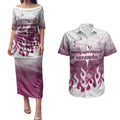 Personalized Manly Warringah Sea Eagles Couples Matching Puletasi and Hawaiian Shirt Y2K Grunge Aesthetic With Cyber Flames and Starburst Graphics
