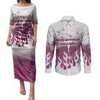 Personalized Manly Warringah Sea Eagles Couples Matching Puletasi and Long Sleeve Button Shirt Y2K Grunge Aesthetic With Cyber Flames and Starburst Graphics