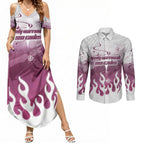 Personalized Manly Warringah Sea Eagles Couples Matching Summer Maxi Dress and Long Sleeve Button Shirt Y2K Grunge Aesthetic With Cyber Flames and Starburst Graphics