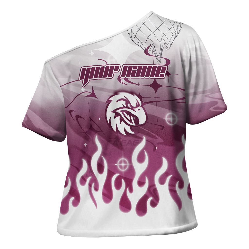 Personalized Manly Warringah Sea Eagles Cross Shoulder Shirt Y2K Grunge Aesthetic With Cyber Flames and Starburst Graphics