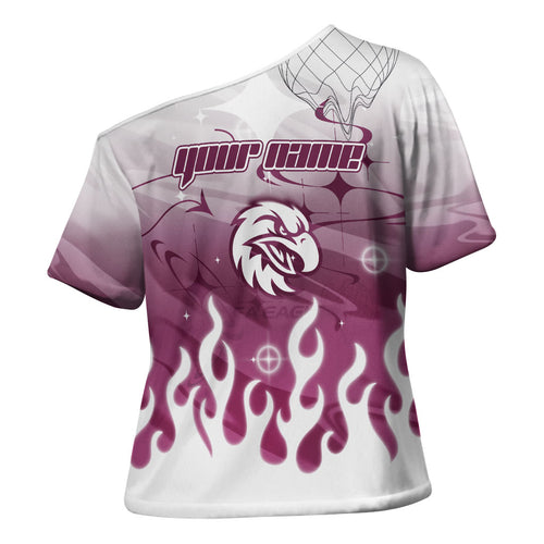 Personalized Manly Warringah Sea Eagles Cross Shoulder Shirt Y2K Grunge Aesthetic With Cyber Flames and Starburst Graphics