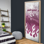 Personalized Manly Warringah Sea Eagles Door Cover Y2K Grunge Aesthetic With Cyber Flames and Starburst Graphics