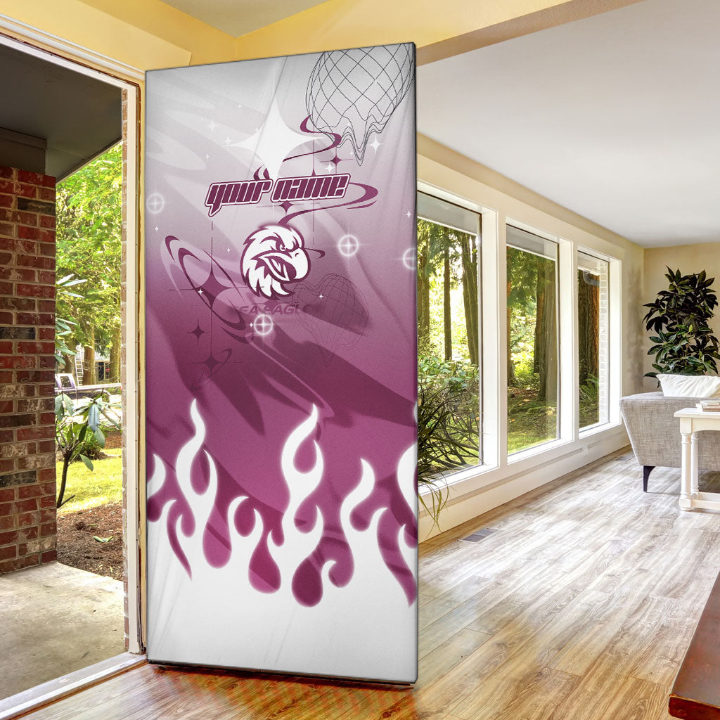 Personalized Manly Warringah Sea Eagles Door Cover Y2K Grunge Aesthetic With Cyber Flames and Starburst Graphics