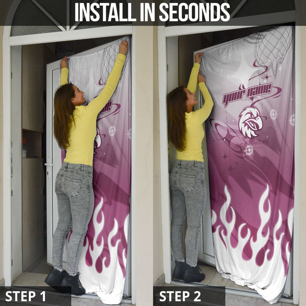 Personalized Manly Warringah Sea Eagles Door Cover Y2K Grunge Aesthetic With Cyber Flames and Starburst Graphics
