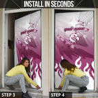 Personalized Manly Warringah Sea Eagles Door Cover Y2K Grunge Aesthetic With Cyber Flames and Starburst Graphics