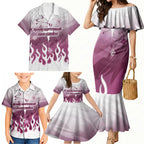 Personalized Manly Warringah Sea Eagles Family Matching Mermaid Dress and Hawaiian Shirt Y2K Grunge Aesthetic With Cyber Flames and Starburst Graphics