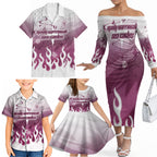 Personalized Manly Warringah Sea Eagles Family Matching Off The Shoulder Long Sleeve Dress and Hawaiian Shirt Y2K Grunge Aesthetic With Cyber Flames and Starburst Graphics