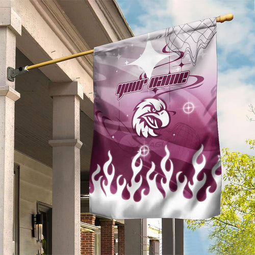 Personalized Manly Warringah Sea Eagles Garden Flag Y2K Grunge Aesthetic With Cyber Flames and Starburst Graphics