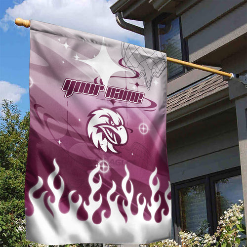Personalized Manly Warringah Sea Eagles Garden Flag Y2K Grunge Aesthetic With Cyber Flames and Starburst Graphics