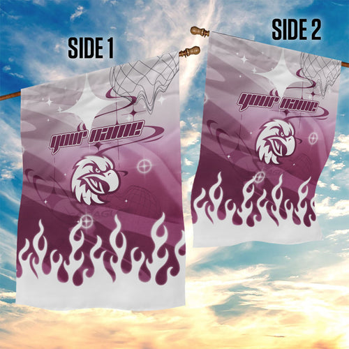 Personalized Manly Warringah Sea Eagles Garden Flag Y2K Grunge Aesthetic With Cyber Flames and Starburst Graphics