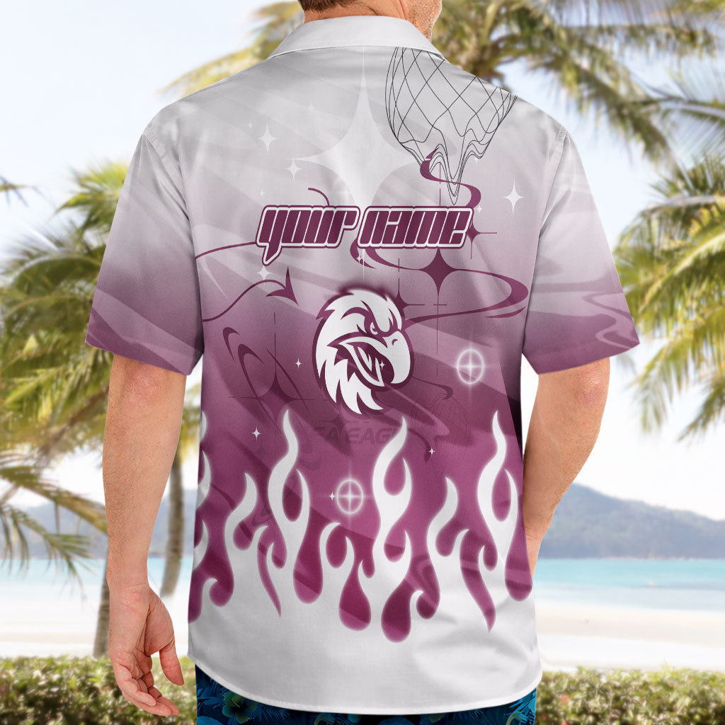 Personalized Manly Warringah Sea Eagles Hawaiian Shirt Y2K Grunge Aesthetic With Cyber Flames and Starburst Graphics