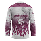 Personalized Manly Warringah Sea Eagles Hockey Jersey Y2K Grunge Aesthetic With Cyber Flames and Starburst Graphics