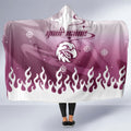 Personalized Manly Warringah Sea Eagles Hooded Blanket Y2K Grunge Aesthetic With Cyber Flames and Starburst Graphics