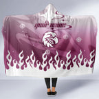 Personalized Manly Warringah Sea Eagles Hooded Blanket Y2K Grunge Aesthetic With Cyber Flames and Starburst Graphics
