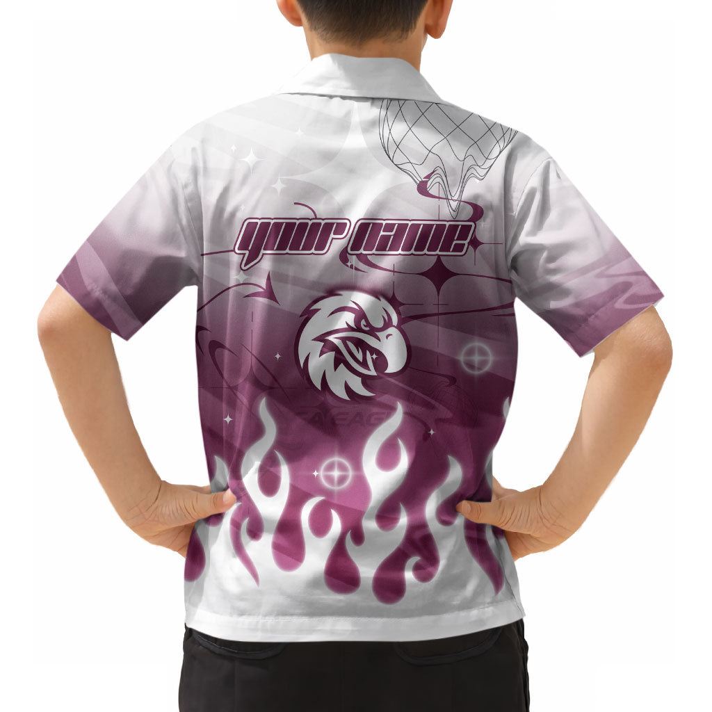 Personalized Manly Warringah Sea Eagles Kid Hawaiian Shirt Y2K Grunge Aesthetic With Cyber Flames and Starburst Graphics