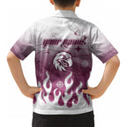 Personalized Manly Warringah Sea Eagles Kid Hawaiian Shirt Y2K Grunge Aesthetic With Cyber Flames and Starburst Graphics