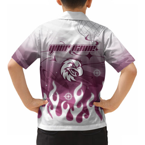 Personalized Manly Warringah Sea Eagles Kid Hawaiian Shirt Y2K Grunge Aesthetic With Cyber Flames and Starburst Graphics