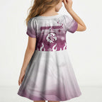 Personalized Manly Warringah Sea Eagles Kid Short Sleeve Dress Y2K Grunge Aesthetic With Cyber Flames and Starburst Graphics