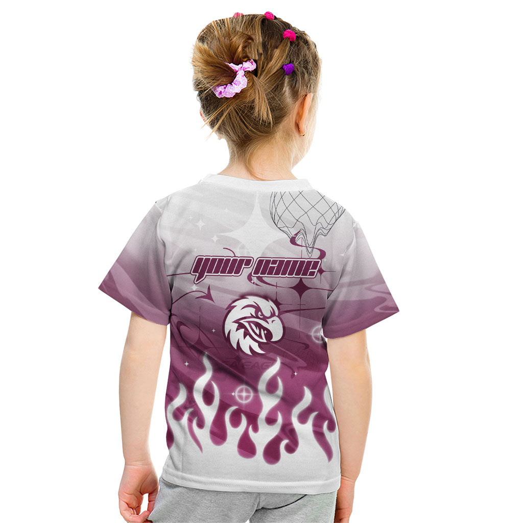Personalized Manly Warringah Sea Eagles Kid T Shirt Y2K Grunge Aesthetic With Cyber Flames and Starburst Graphics