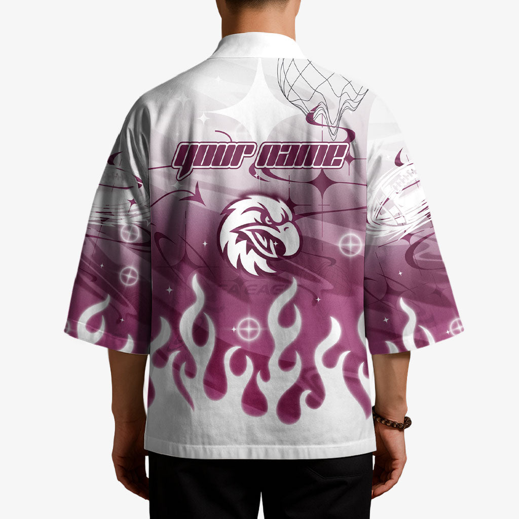 Personalized Manly Warringah Sea Eagles Kimono Y2K Grunge Aesthetic With Cyber Flames and Starburst Graphics