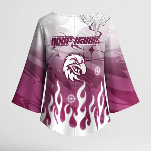 Personalized Manly Warringah Sea Eagles Kimono Sleeve Blouse Y2K Grunge Aesthetic With Cyber Flames and Starburst Graphics