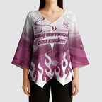 Personalized Manly Warringah Sea Eagles Kimono Sleeve Blouse Y2K Grunge Aesthetic With Cyber Flames and Starburst Graphics