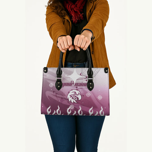 Personalized Manly Warringah Sea Eagles Leather Bag Y2K Grunge Aesthetic With Cyber Flames and Starburst Graphics