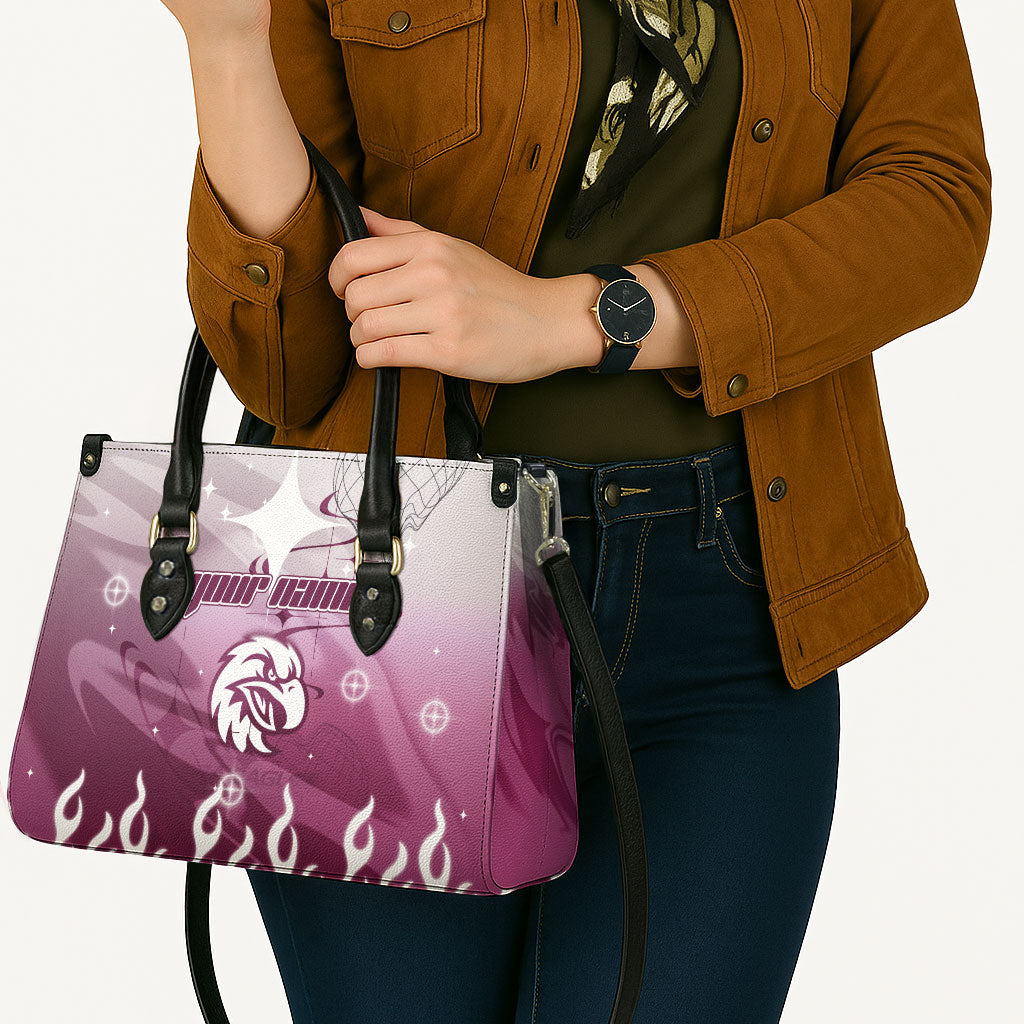 Personalized Manly Warringah Sea Eagles Leather Bag Y2K Grunge Aesthetic With Cyber Flames and Starburst Graphics