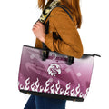 Personalized Manly Warringah Sea Eagles Leather Tote Bag Y2K Grunge Aesthetic With Cyber Flames and Starburst Graphics