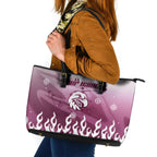 Personalized Manly Warringah Sea Eagles Leather Tote Bag Y2K Grunge Aesthetic With Cyber Flames and Starburst Graphics