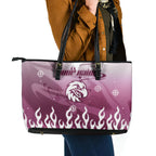Personalized Manly Warringah Sea Eagles Leather Tote Bag Y2K Grunge Aesthetic With Cyber Flames and Starburst Graphics
