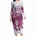 Personalized Manly Warringah Sea Eagles Long Sleeve Bodycon Dress Y2K Grunge Aesthetic With Cyber Flames and Starburst Graphics