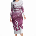 Personalized Manly Warringah Sea Eagles Long Sleeve Bodycon Dress Y2K Grunge Aesthetic With Cyber Flames and Starburst Graphics