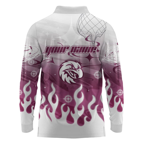Personalized Manly Warringah Sea Eagles Long Sleeve Polo Shirt Y2K Grunge Aesthetic With Cyber Flames and Starburst Graphics