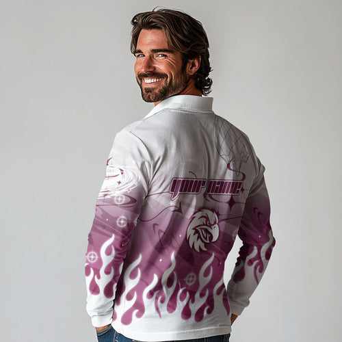 Personalized Manly Warringah Sea Eagles Long Sleeve Polo Shirt Y2K Grunge Aesthetic With Cyber Flames and Starburst Graphics